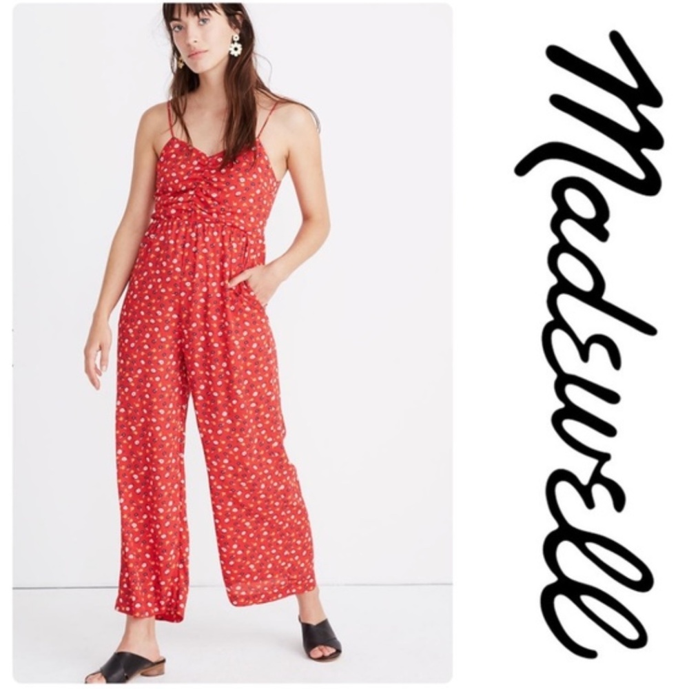 Madewell Ruched Wide Leg Jumpsuit in Prairie Posies